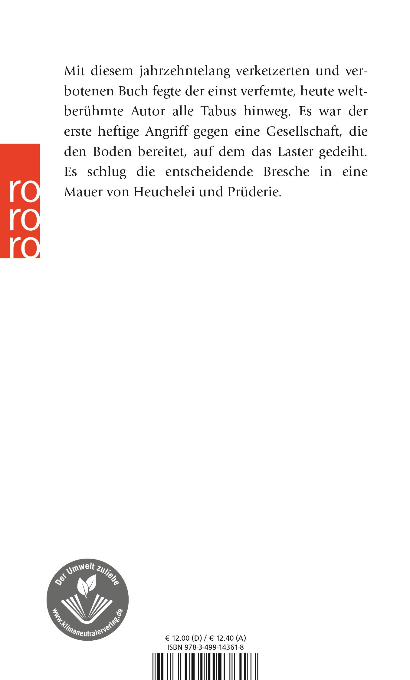 Rückseite: 9783499143618 | Wendekreis des Krebses | Henry Miller | Taschenbuch | 400 S. | Deutsch