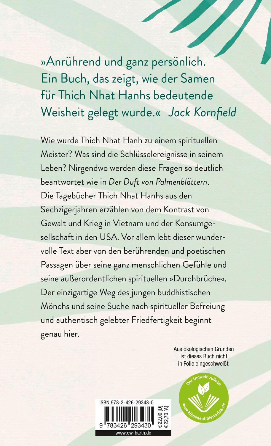 Rückseite: 9783426293430 | Der Duft von Palmenblättern | Thich Nhat Hanh | Buch | 224 S. | 2023