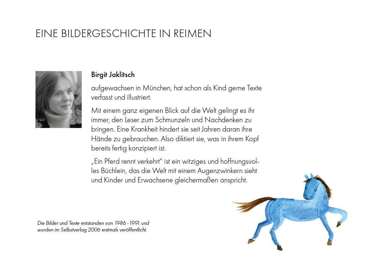 Bild: 9783948576028 | Ein Pferd rennt verkehrt | Eine Bildergeschichte in Reimen | Jaklitsch