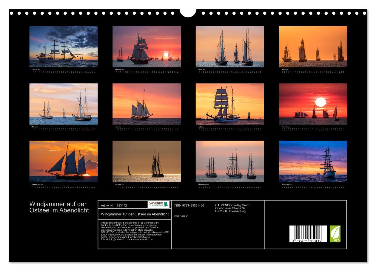 Bild: 9783435581436 | Windjammer auf der Ostsee im Abendlicht (Wandkalender 2025 DIN A3...