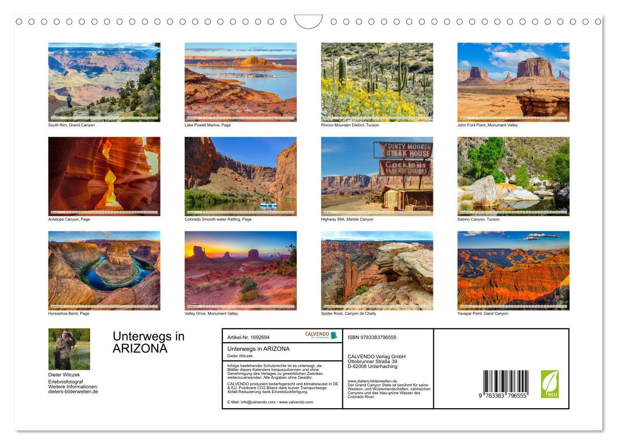 Bild: 9783383796555 | Unterwegs in ARIZONA (Wandkalender 2025 DIN A3 quer), CALVENDO...