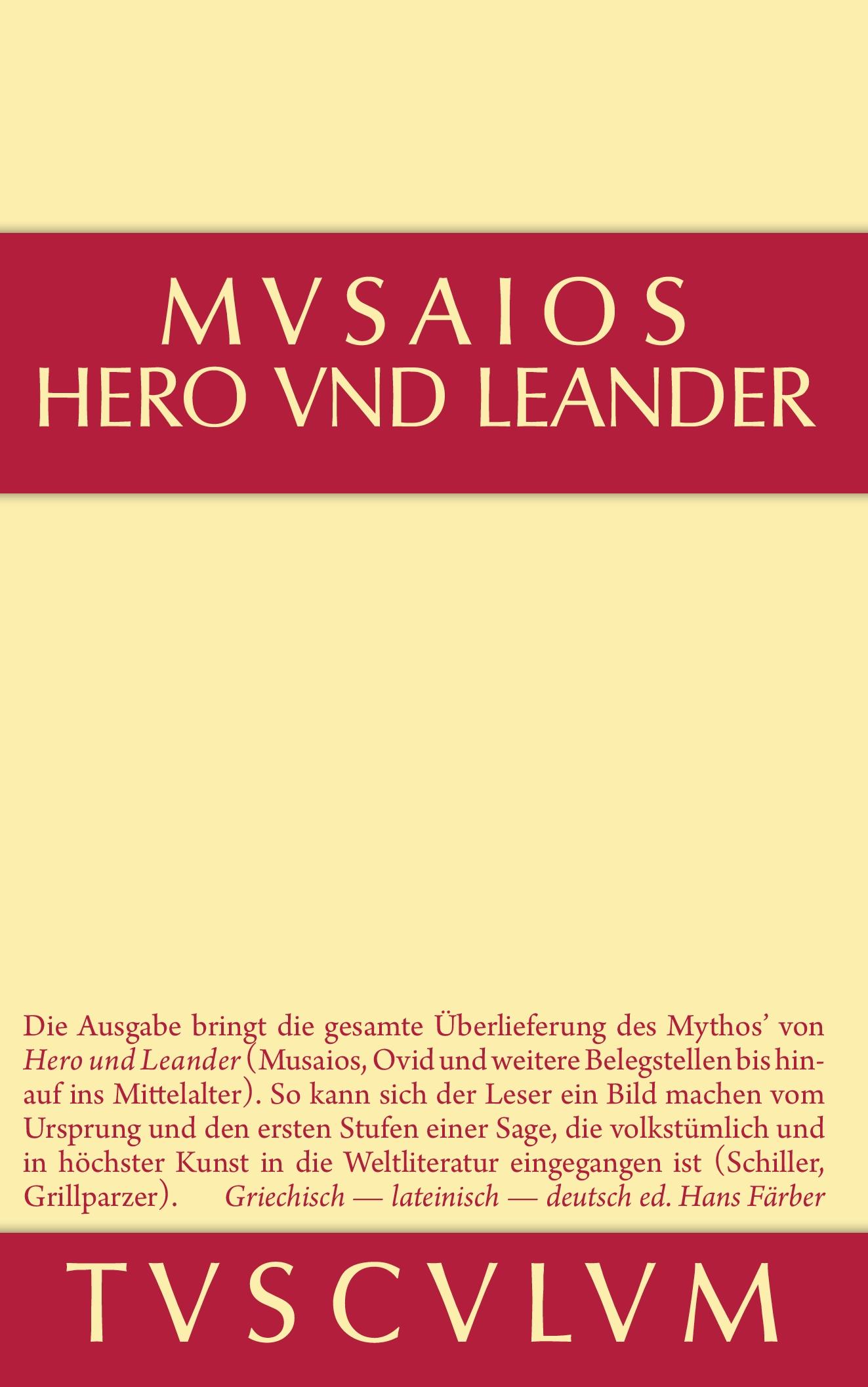 Cover: 9783110355994 | Hero und Leander und die weiteren antiken Zeugnisse | Musaios | Buch