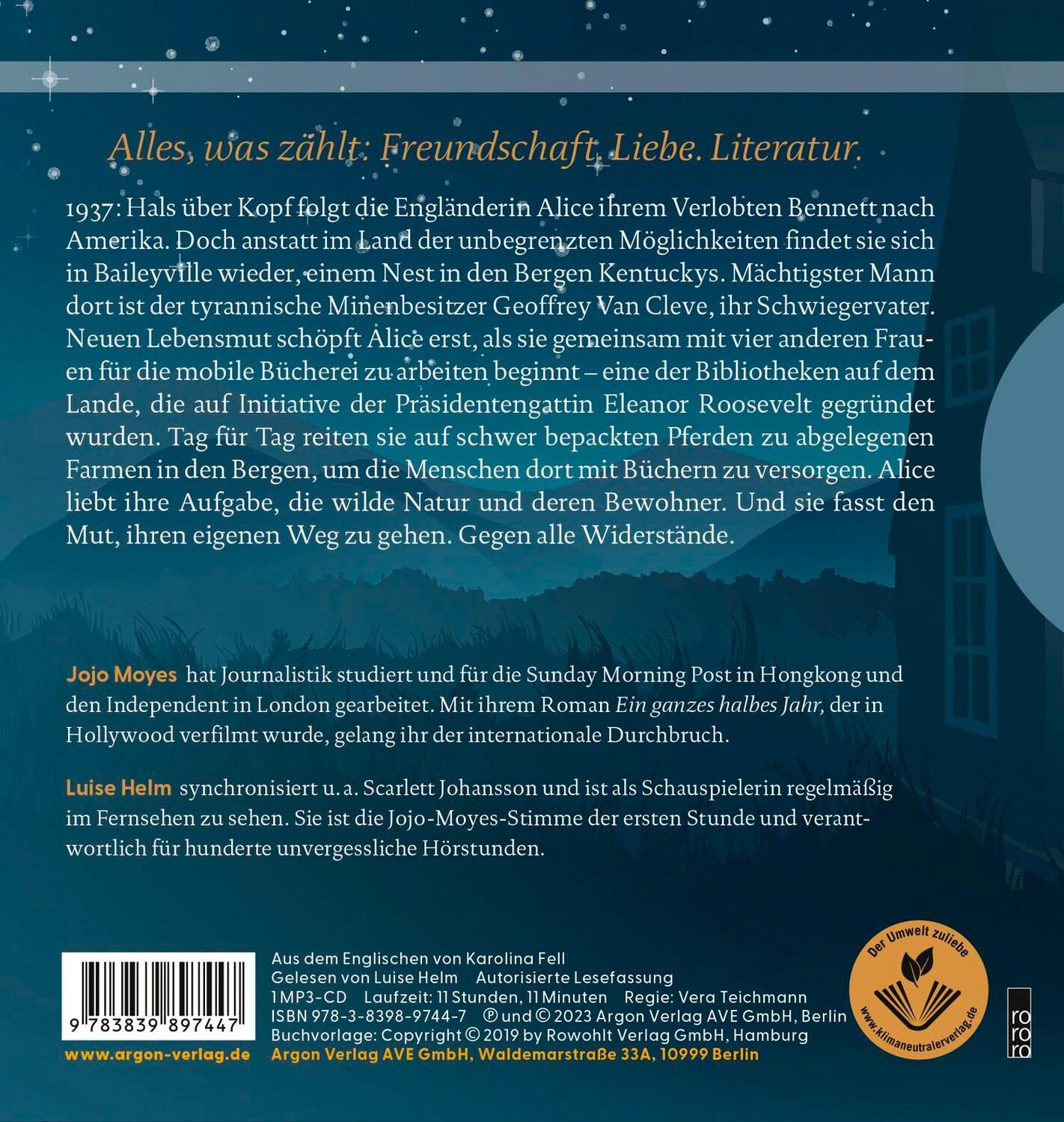 Rückseite: 9783839897447 | Wie ein Leuchten in tiefer Nacht | Roman | Jojo Moyes | MP3 | Deutsch