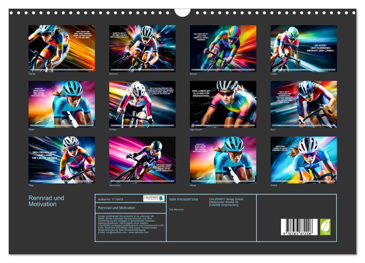 Bild: 9783383872006 | Rennrad und Motivation (Wandkalender 2025 DIN A3 quer), CALVENDO...