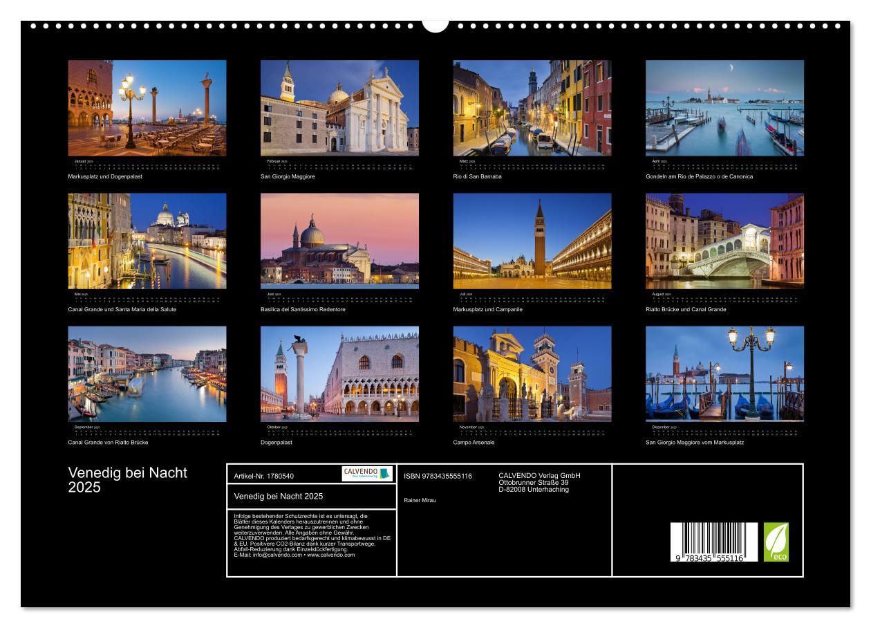 Bild: 9783435555116 | Venedig bei Nacht 2025 (hochwertiger Premium Wandkalender 2025 DIN...