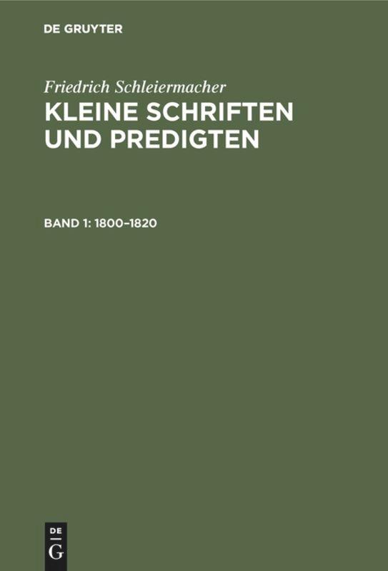 Cover: 9783110011876 | 1800¿1820 | Friedrich Schleiermacher | Buch | 482 S. | Deutsch