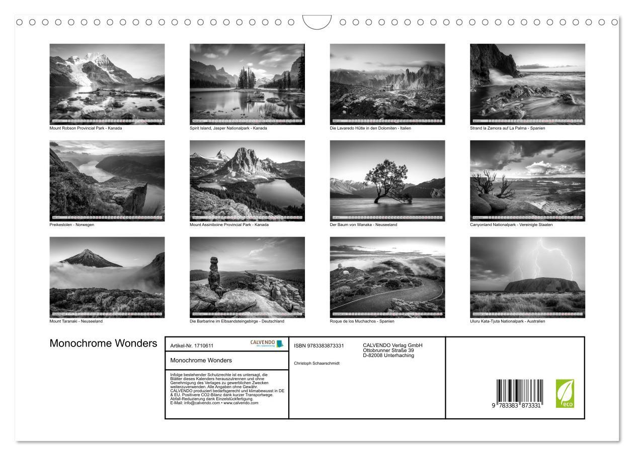 Bild: 9783383873331 | Monochrome Wonders (Wandkalender 2025 DIN A3 quer), CALVENDO...