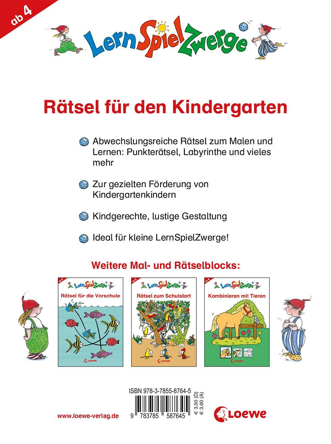 Rückseite: 9783785587645 | Rätsel für den Kindergarten | Loewe Lernen und Rätseln | Buch | 80 S.