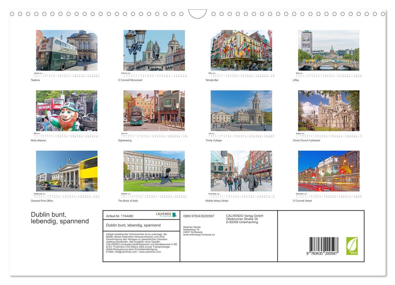 Bild: 9783435200597 | Dublin bunt, lebendig, spannend (Wandkalender 2025 DIN A3 quer),...