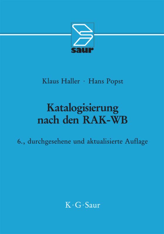 Cover: 9783598116261 | Katalogisierung nach den RAK-WB | Hans Popst (u. a.) | Taschenbuch