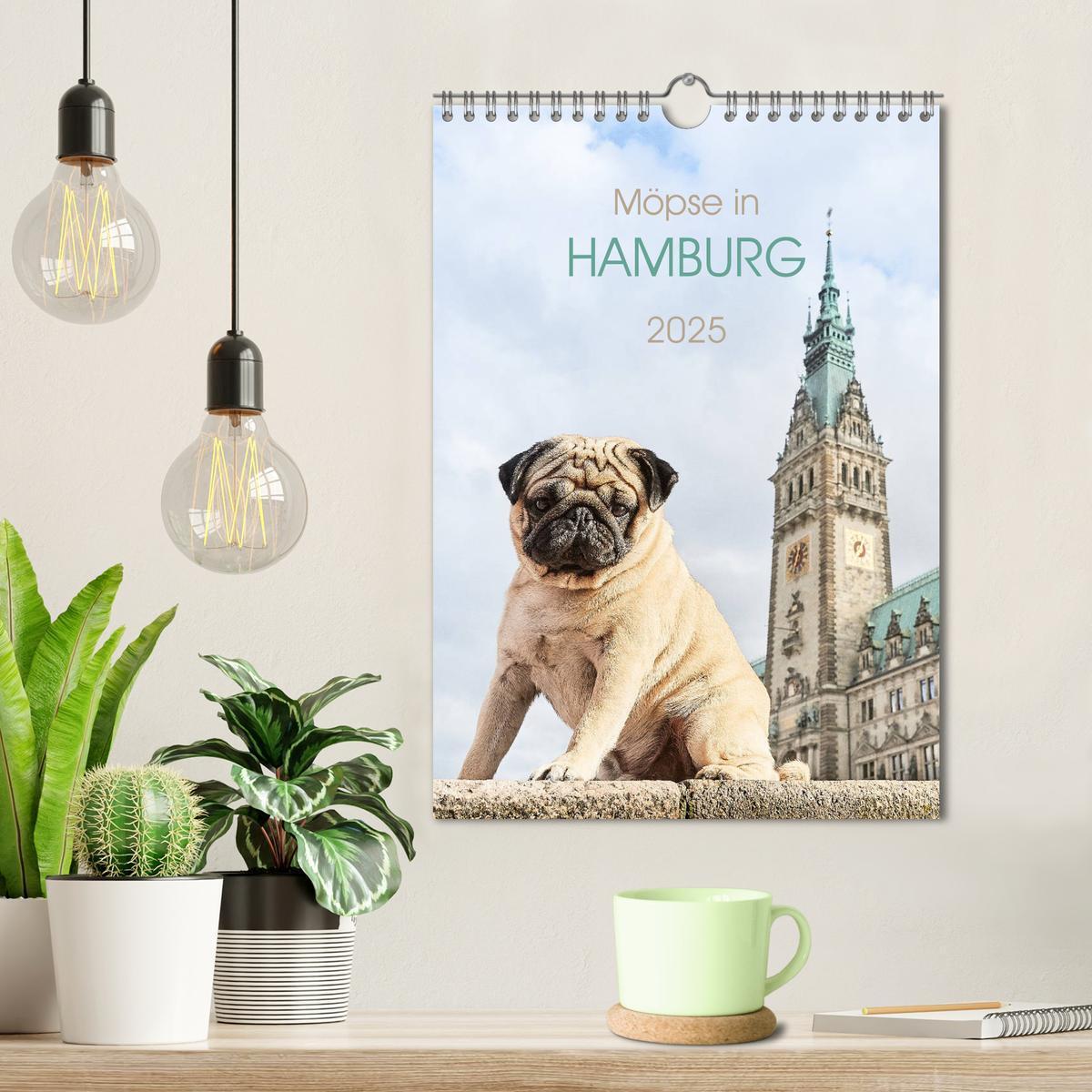 Bild: 9783435986729 | Möpse in Hamburg (Wandkalender 2025 DIN A4 hoch), CALVENDO...