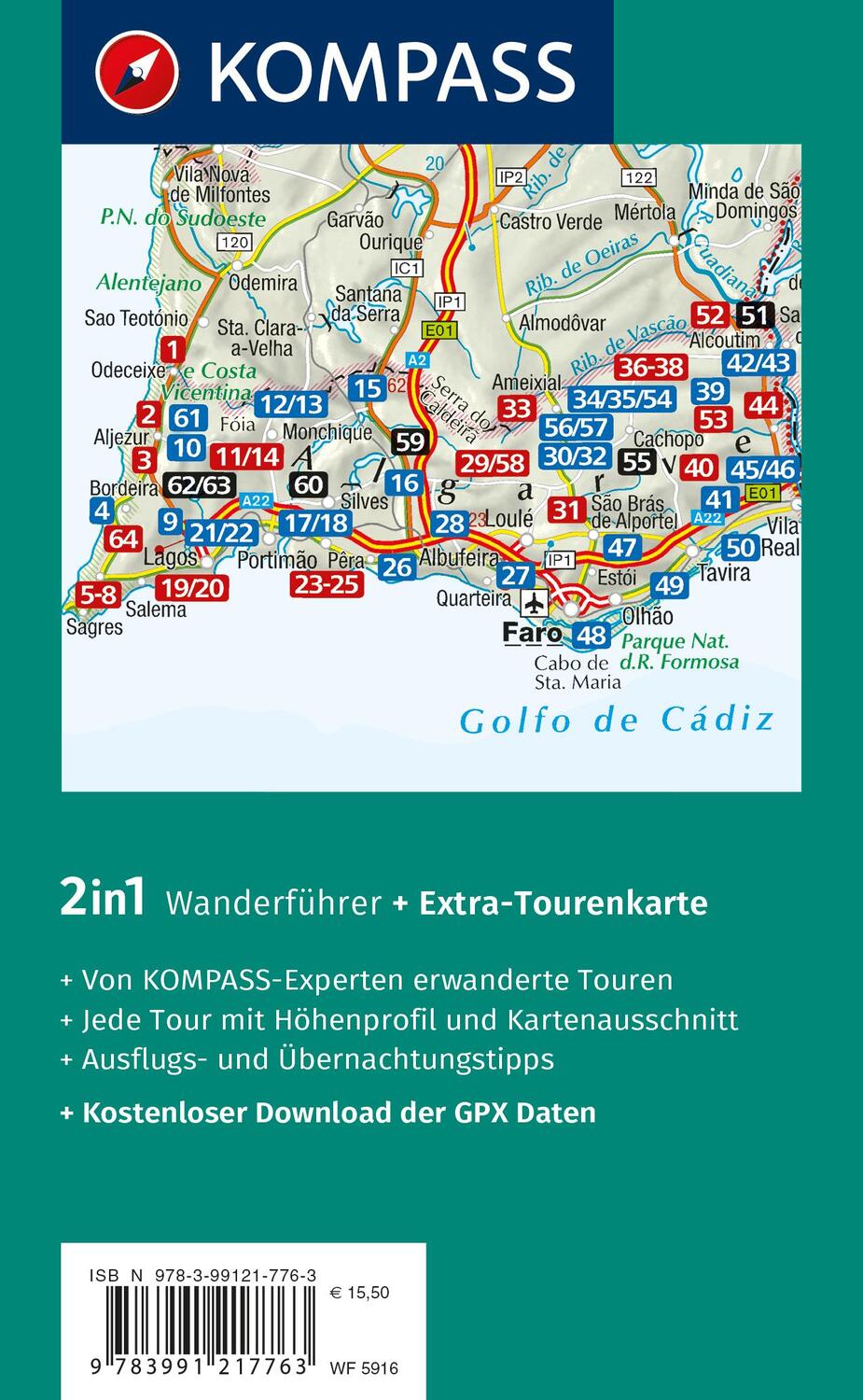 Rückseite: 9783991217763 | KOMPASS Wanderführer Algarve mit Fernwanderweg Via Algarviana, 64...