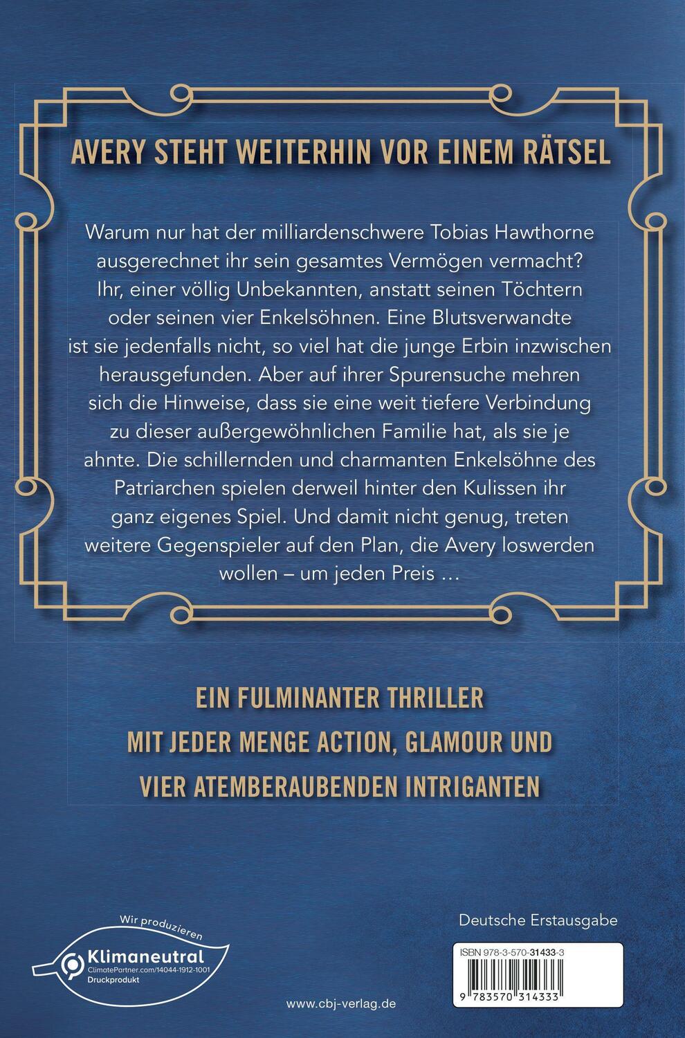 Bild: 9783570314333 | The Inheritance Games - Das Spiel geht weiter | Jennifer Lynn Barnes