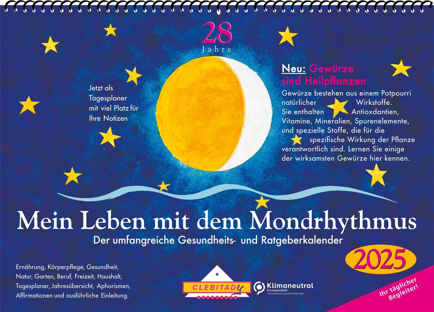 Cover: 9783932547300 | Mein Leben mit dem Mondrhythmus 2025 | Aufstellkalender | Edith Stadig