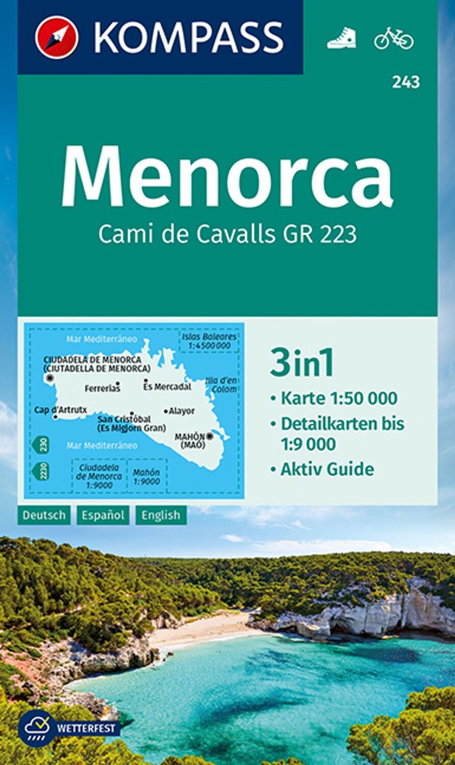 Cover: 9783990443828 | KOMPASS Wanderkarte 243 Menorca 1:50.000 | KOMPASS-Karten GmbH | 1 S.