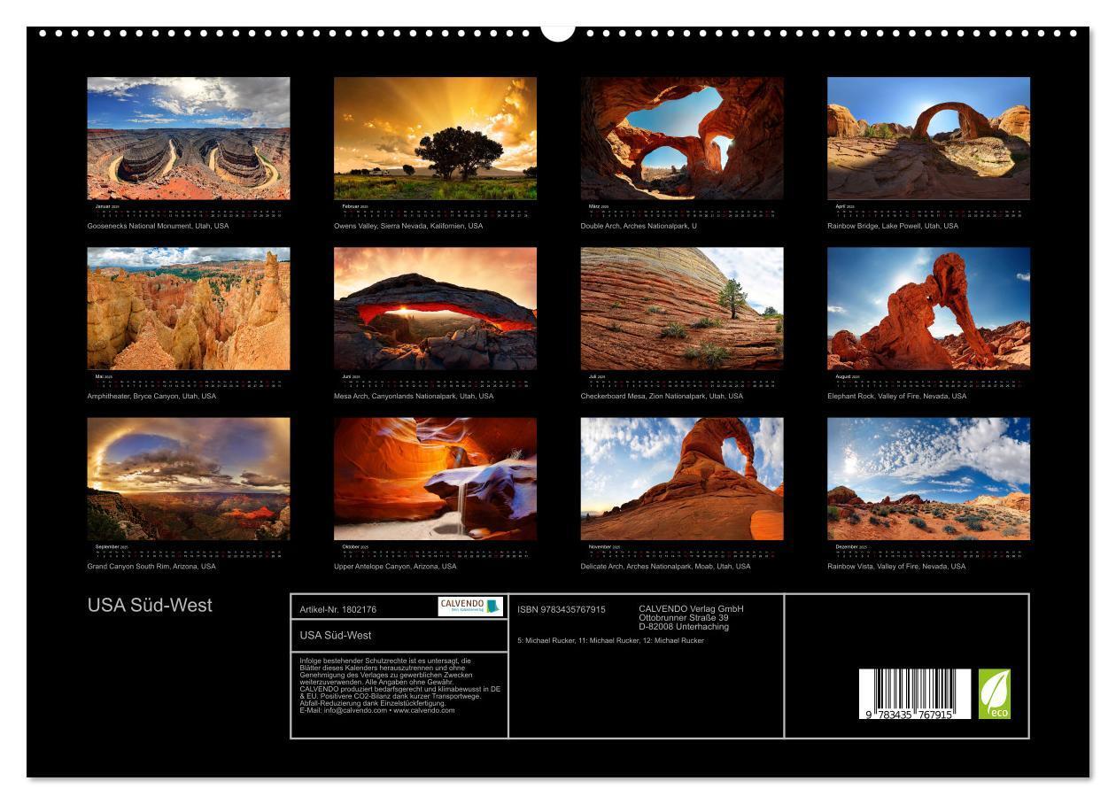 Bild: 9783435767915 | USA Süd-West (hochwertiger Premium Wandkalender 2025 DIN A2 quer),...