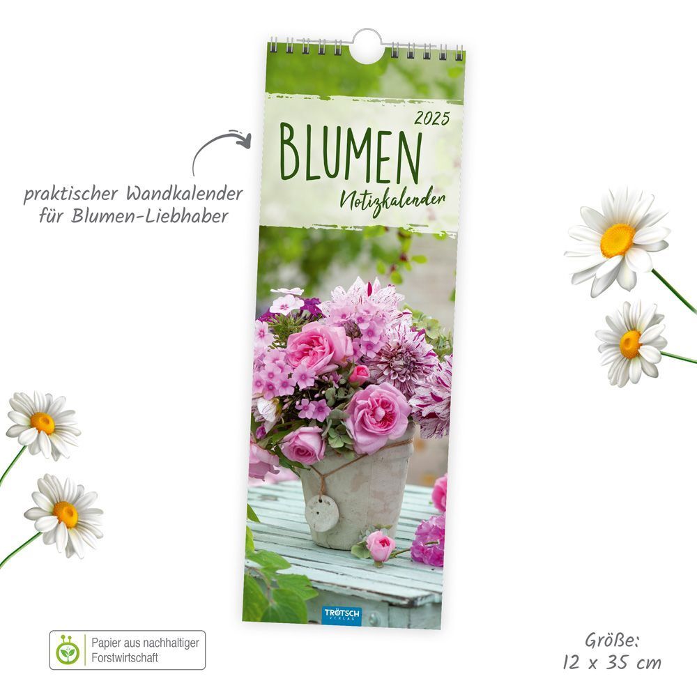 Bild: 9783988022547 | Trötsch Streifenkalender Blumen 2025 Notizkalender | Co.KG | Kalender