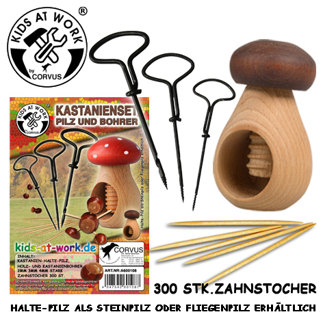 Cover: 4047542601087 | Kastanienset Pilz und Bohrer | Set zur Kastanienbearbeitung | Beutel