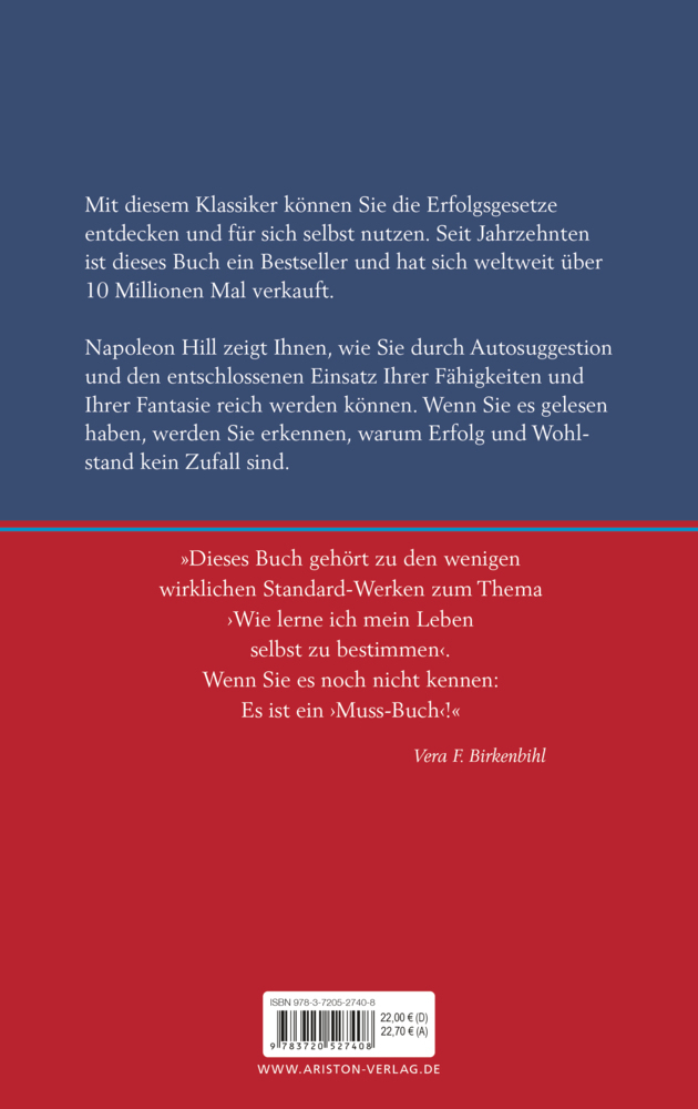 Bild: 9783720527408 | Denke nach und werde reich | Napoleon Hill | Buch | Deutsch | 2006