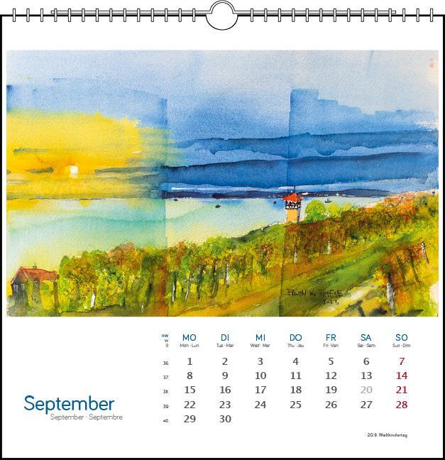 Bild: 9783861924128 | Bodensee Aquarell 2025 | Postkarten-Tischkalender | Erwin W Friese