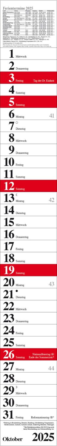 Bild: 9783731879534 | Streifenplaner Praktika Rot 2025 | Verlag Korsch | Kalender | 12 S.