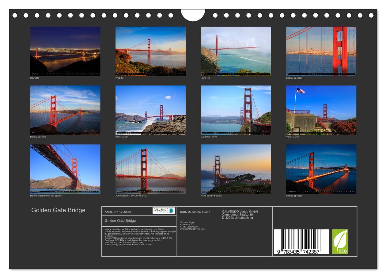 Bild: 9783435742387 | Golden Gate Bridge (Wandkalender 2025 DIN A4 quer), CALVENDO...