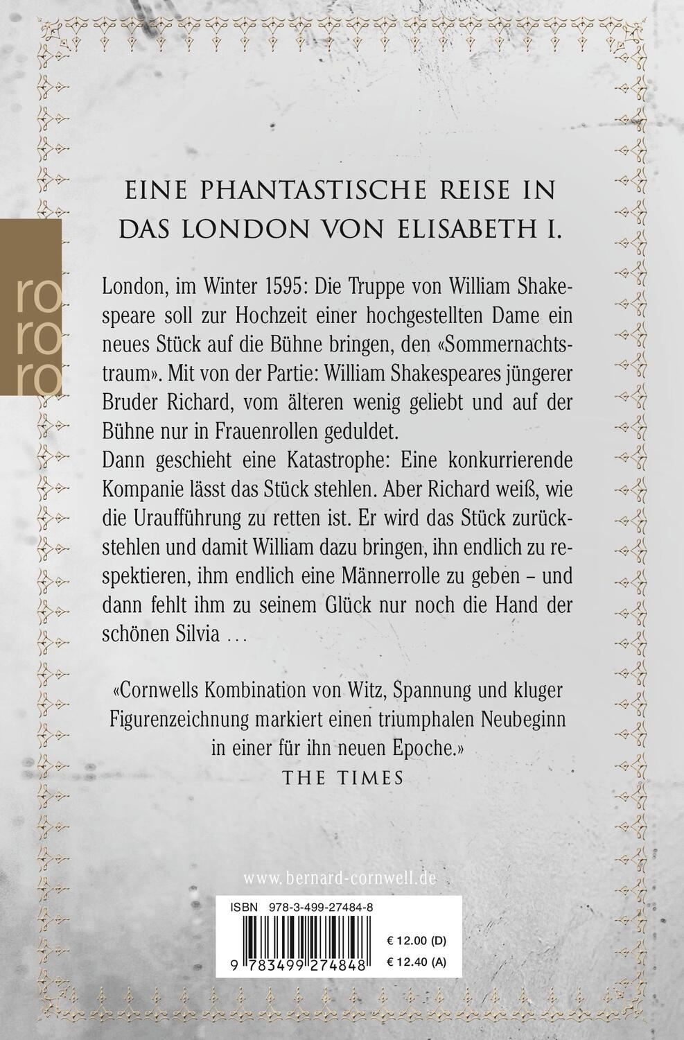 Rückseite: 9783499274848 | Narren und Sterbliche | Historischer Roman | Bernard Cornwell | Buch