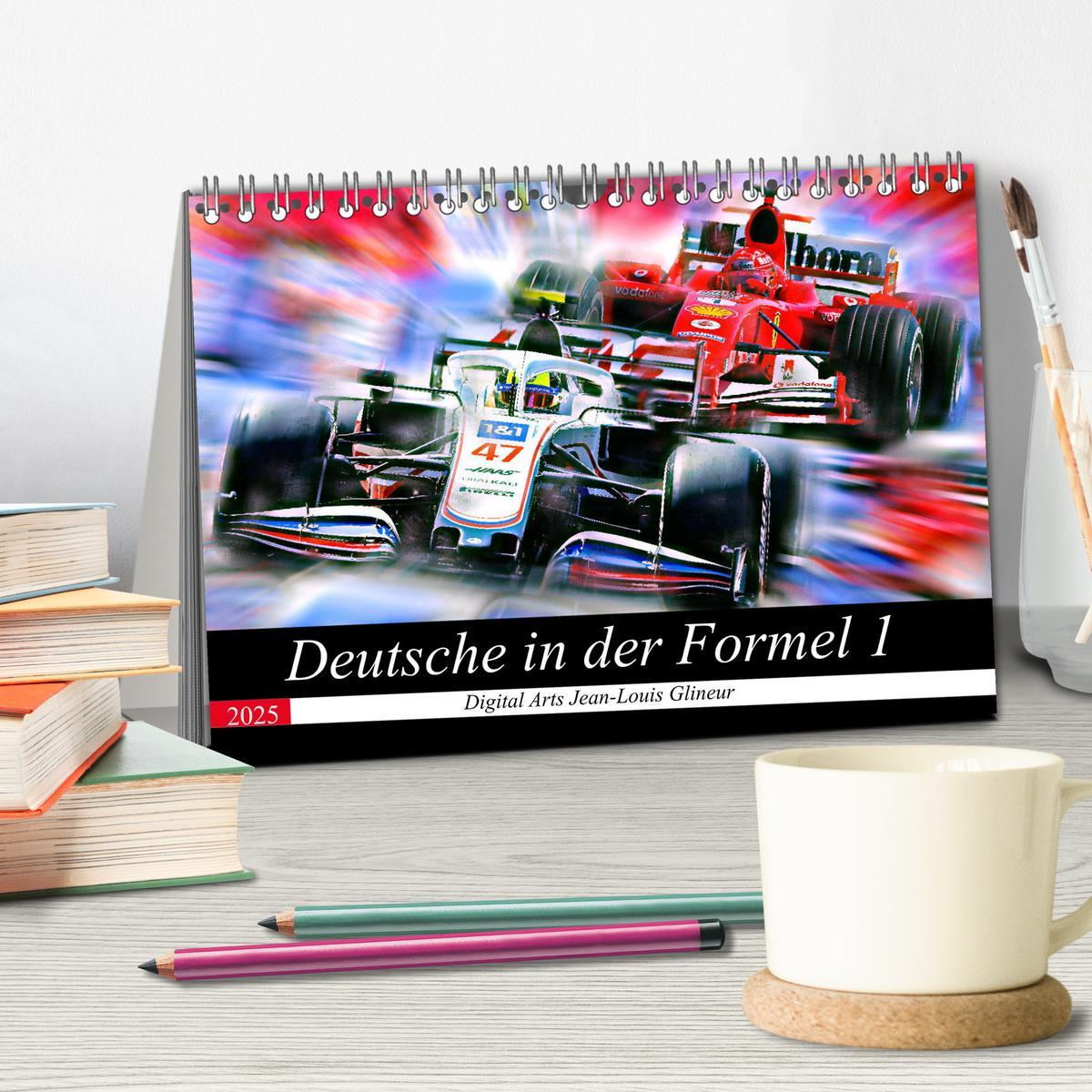 Bild: 9783435242733 | Deutsche in der Formel 1 (Tischkalender 2025 DIN A5 quer), CALVENDO...