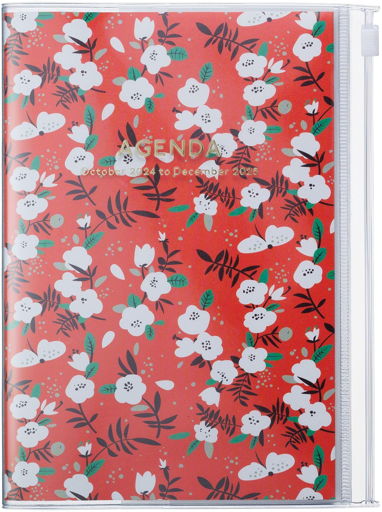 Cover: 4550045128253 | MARK'S 2024/2025 Taschenkalender B6 vertikal, Flower Pattern // Red