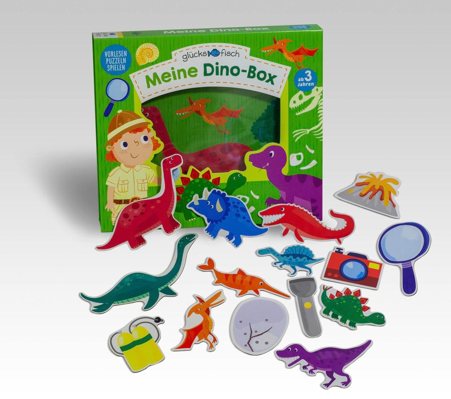 Bild: 9783737358248 | Glücksfisch: Meine Dino-Box | Vorlesen - Puzzlen - Spielen | Chapman