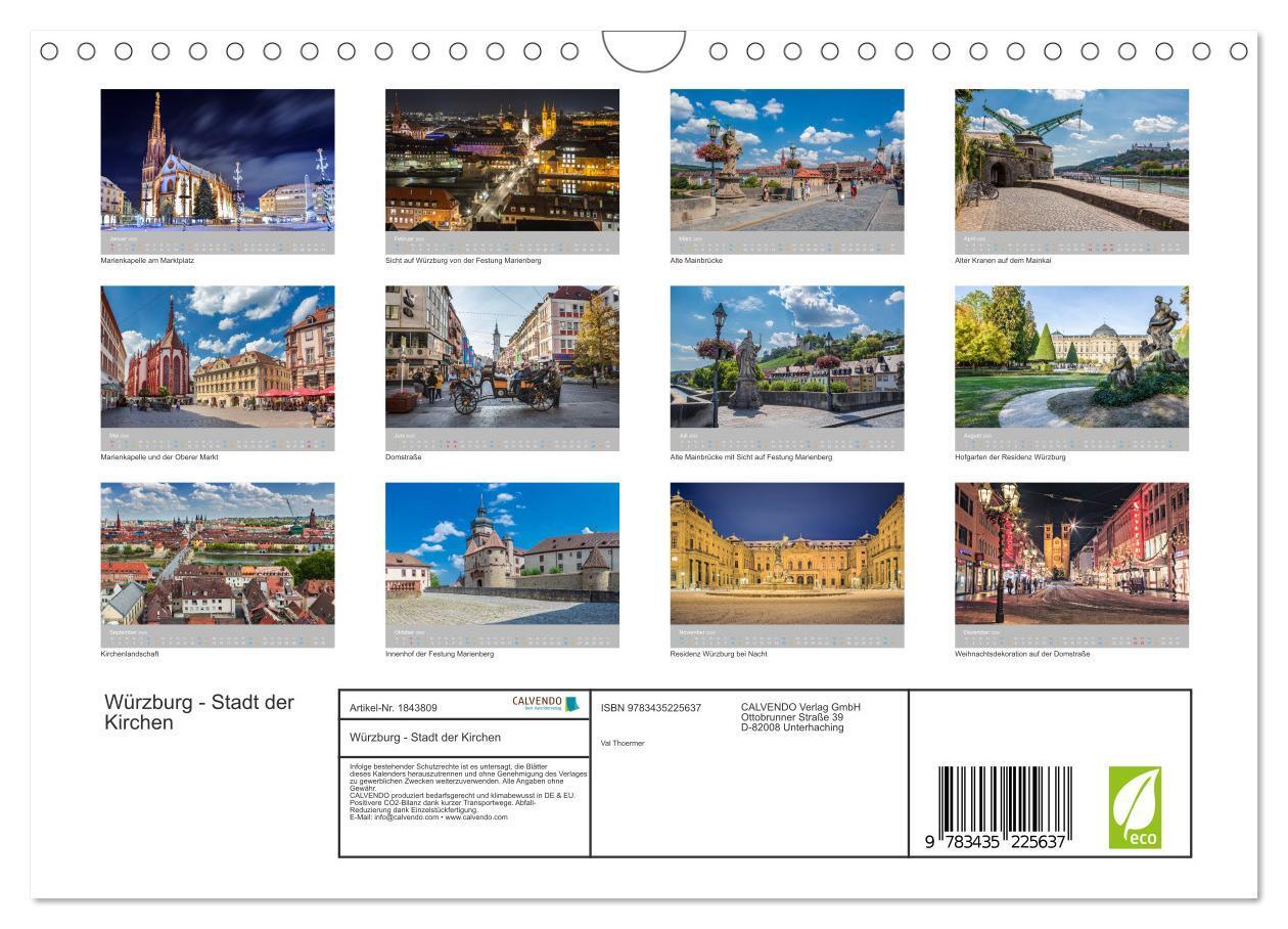 Bild: 9783435225637 | Würzburg - Stadt der Kirchen (Wandkalender 2025 DIN A4 quer),...