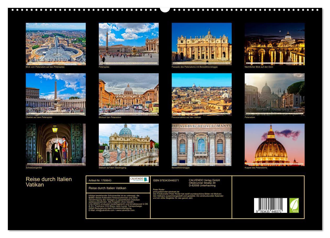 Bild: 9783435448371 | Reise durch Italien Vatikan (hochwertiger Premium Wandkalender 2025...