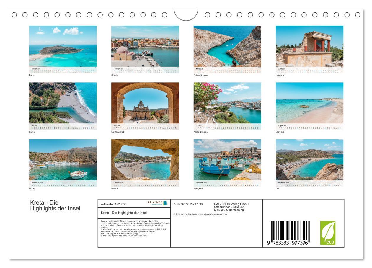 Bild: 9783383997396 | Kreta - Die Highlights der Insel (Wandkalender 2025 DIN A4 quer),...