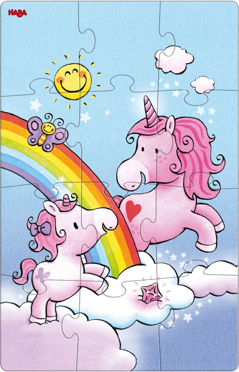 Bild: 4010168256696 | Puzzles Einhorn Glitzerglück - Rosalie &amp; Friends. 2 x 12 Teile | Spiel