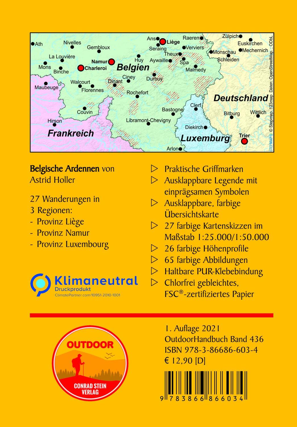 Rückseite: 9783866866034 | Belgische Ardennen | 27 Wanderungen durch Flusstäler, Moore und Wälder