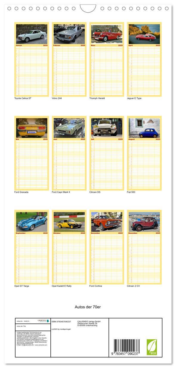 Bild: 9783457090237 | Familienplaner 2025 - Autos der 70er mit 5 Spalten (Wandkalender,...