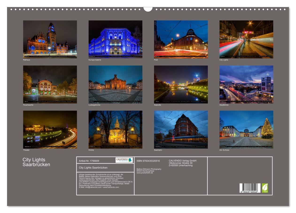 Bild: 9783435320516 | City Lights Saarbrücken (Wandkalender 2025 DIN A2 quer), CALVENDO...