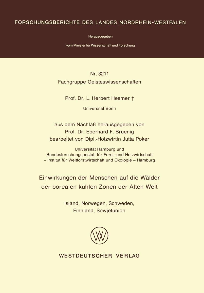 Cover: 9783531032115 | Einwirkungen der Menschen auf die Wälder der borealen kühlen Zonen...