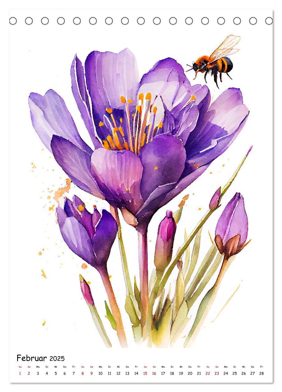 Bild: 9783435882793 | Aquarellmalerei - Blumen und Tiere im Garten (Tischkalender 2025...