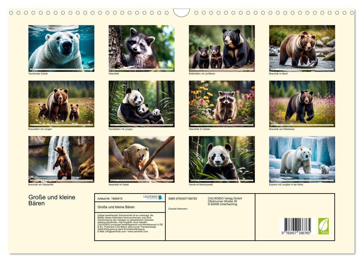 Bild: 9783457166765 | Große und kleine Bären (Wandkalender 2025 DIN A3 quer), CALVENDO...