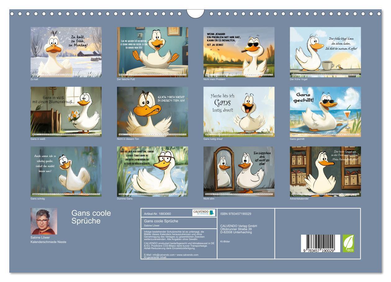 Bild: 9783457190029 | Gans coole Sprüche (Wandkalender 2025 DIN A3 quer), CALVENDO...