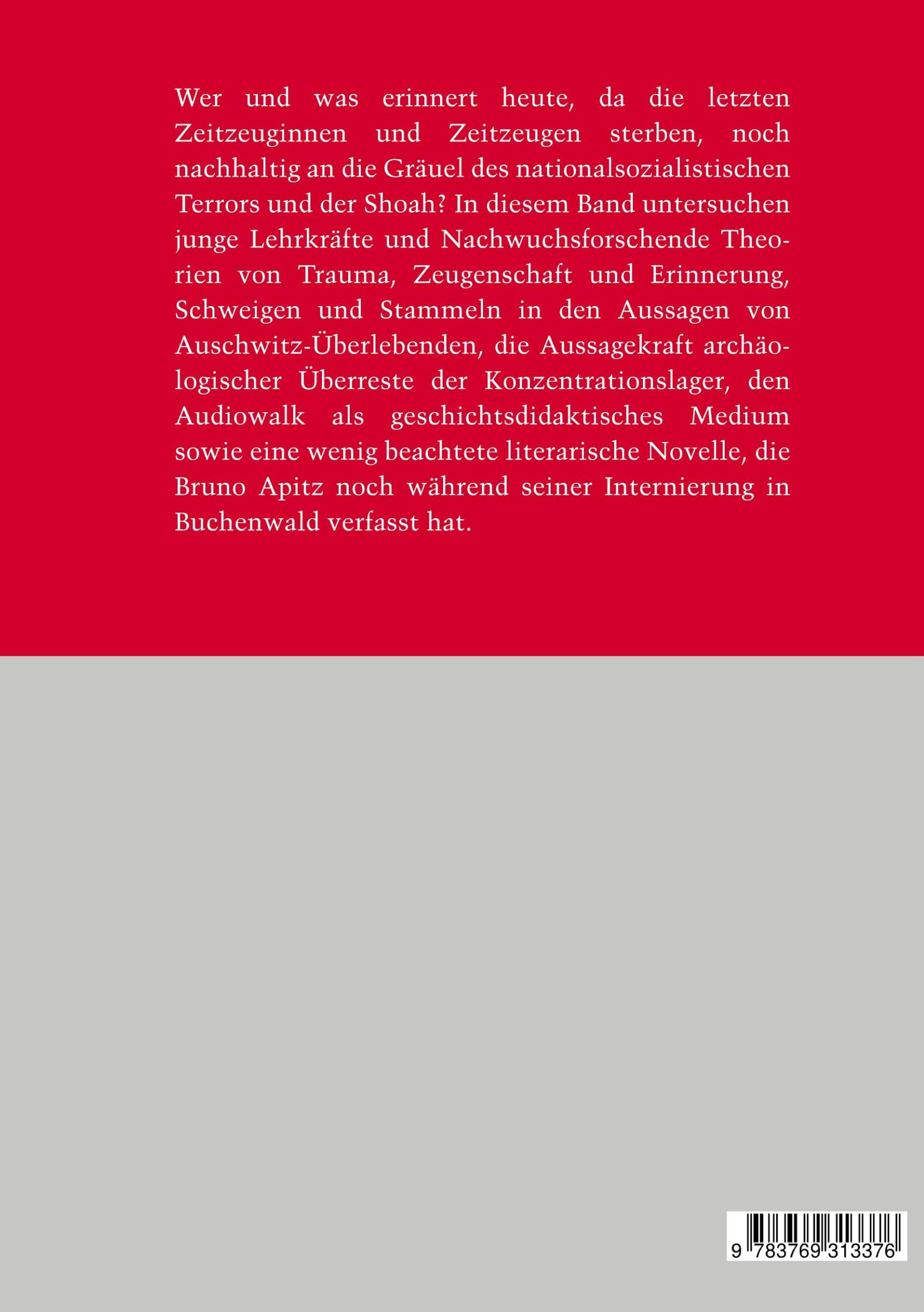 Rückseite: 9783769313376 | Verstummen, Bezeugen, Vermitteln | Sabine Romer (u. a.) | Buch | 2024