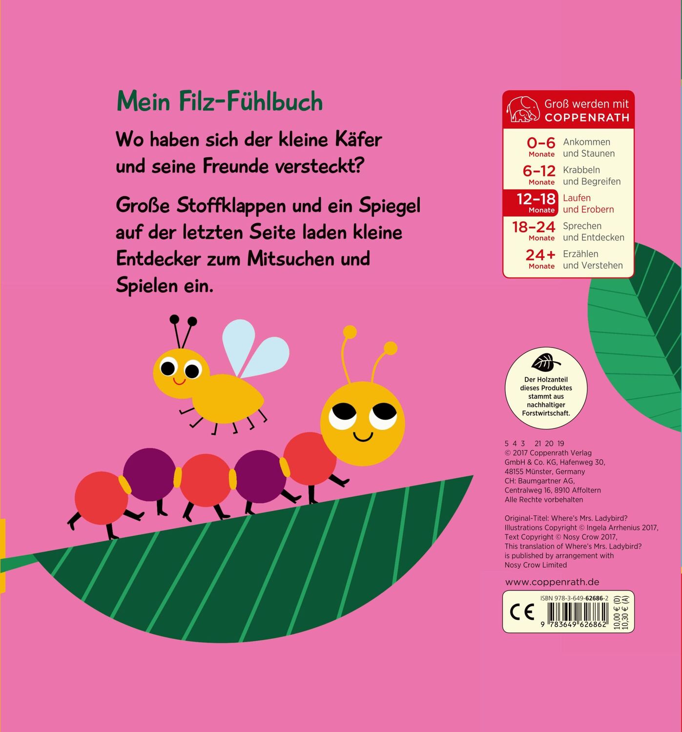 Rückseite: 9783649626862 | Mein Filz-Fühlbuch: Kuckuck, kleiner Käfer! | Ingela P. Arrhenius