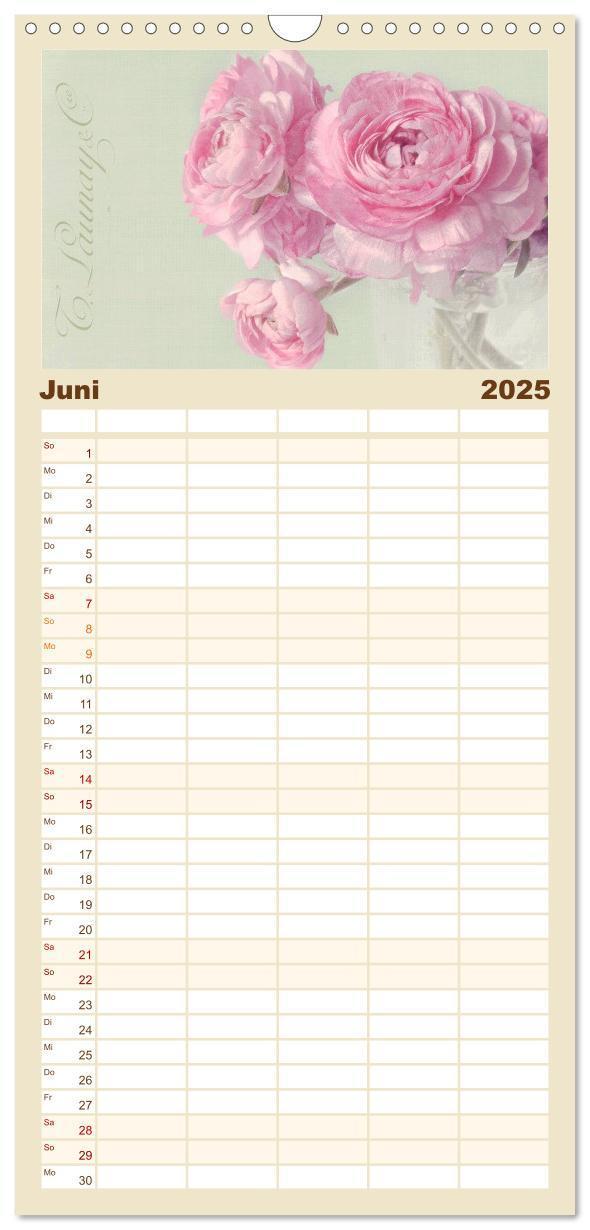 Bild: 9783457120996 | Familienplaner 2025 - Vintage Flowers mit 5 Spalten (Wandkalender,...