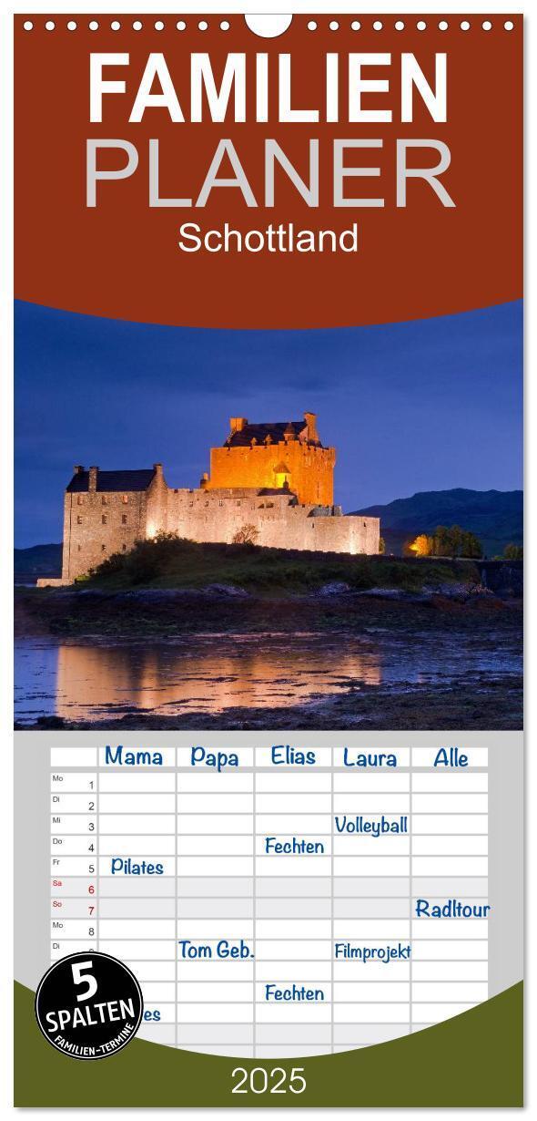 Cover: 9783457115374 | Familienplaner 2025 - Schottland mit 5 Spalten (Wandkalender, 21 x...