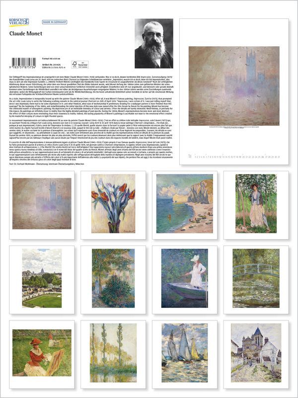 Bild: 9783731875734 | Claude Monet 2025 | Korsch Verlag | Kalender | Spiralbindung | 14 S.