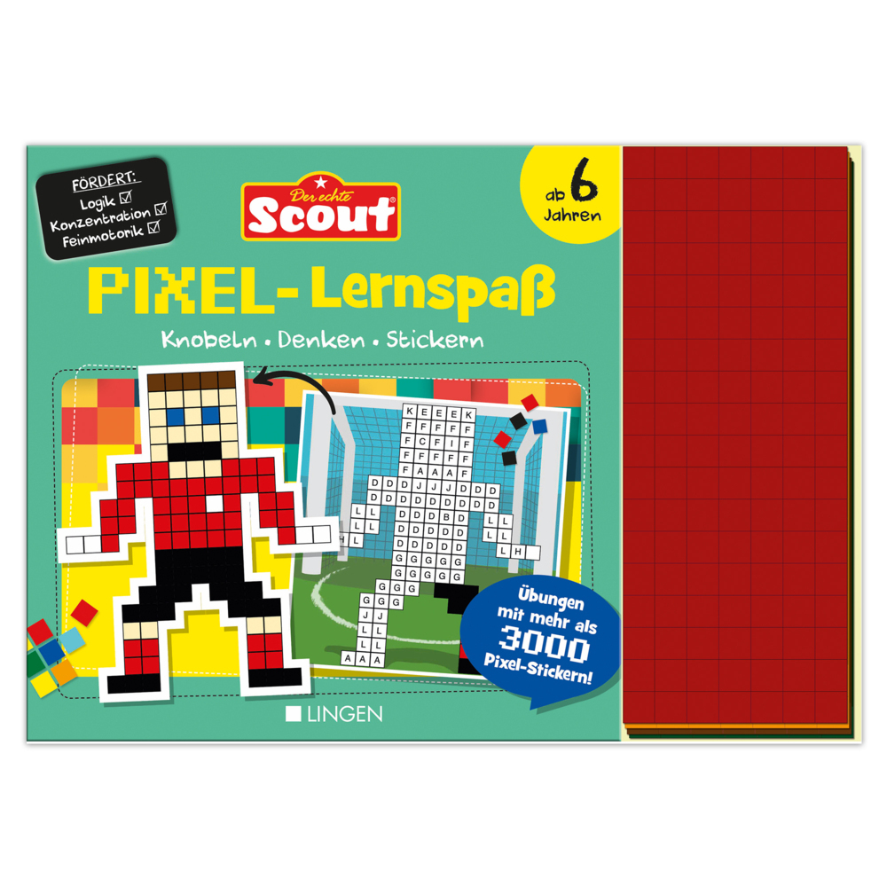 Cover: 9783963473432 | Scout: PIXEL-Lernspaß: Knobeln, Denken, Stickern | Buch | 80 S. | 2024