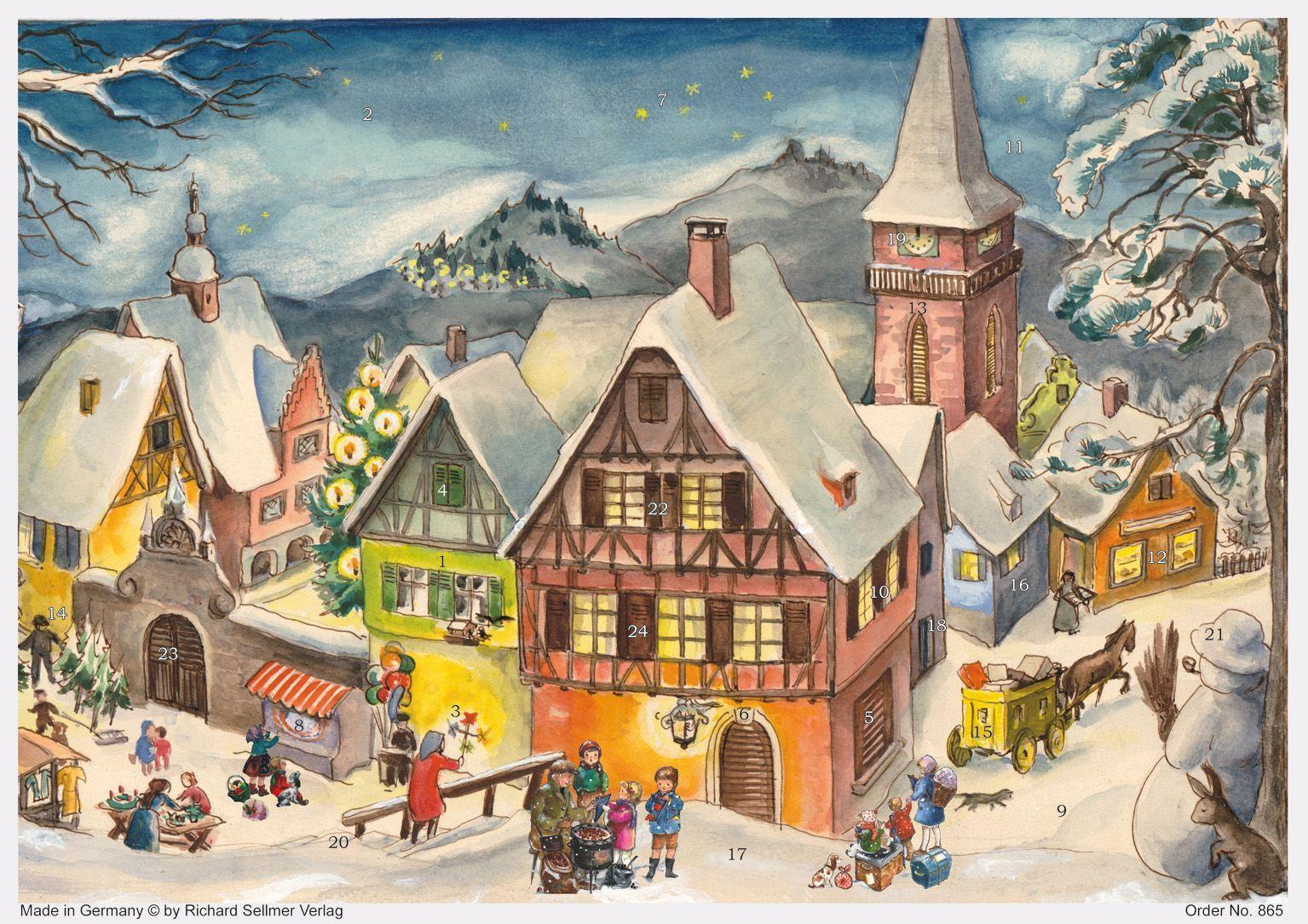 Cover: 4025985808652 | Adventskalender "Verschneites Dorf" | Papier-Adventskalender | Lörcher