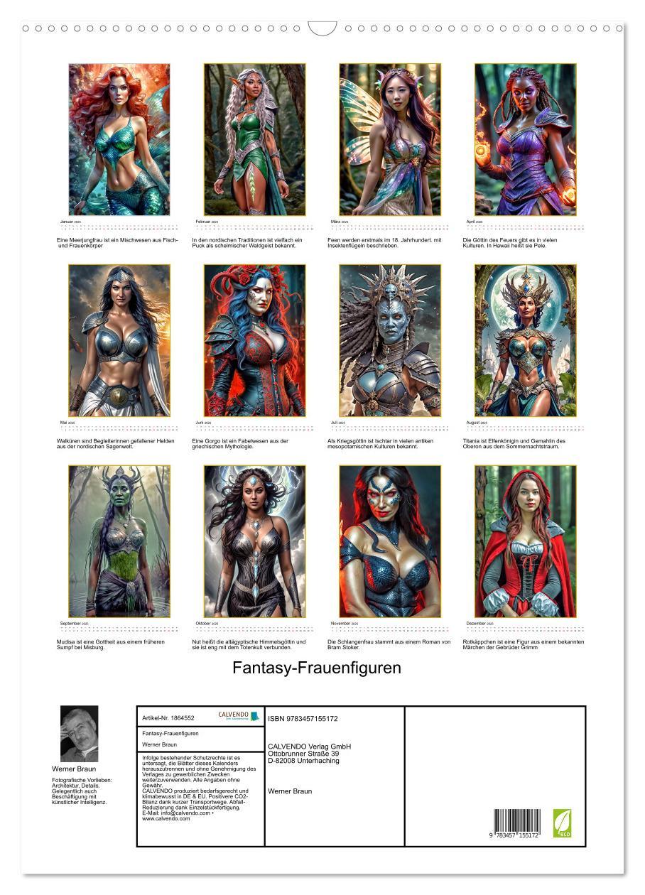 Bild: 9783457155172 | Fantasy-Frauenfiguren (Wandkalender 2025 DIN A2 hoch), CALVENDO...