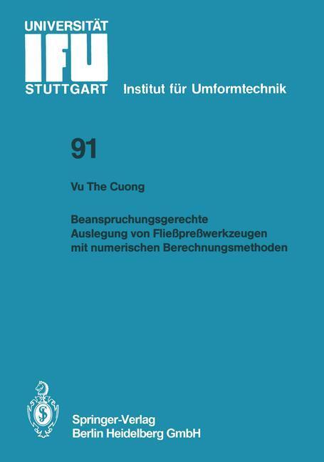 Cover: 9783540174721 | Beanspruchungsgerechte Auslegung von Fließpreßwerkzeugen mit...